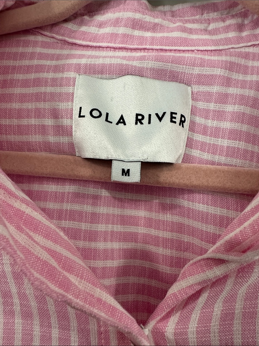 Women's Pink Striped Button-Down Collared Shirt 100% cotton M - Picture 7 of 11